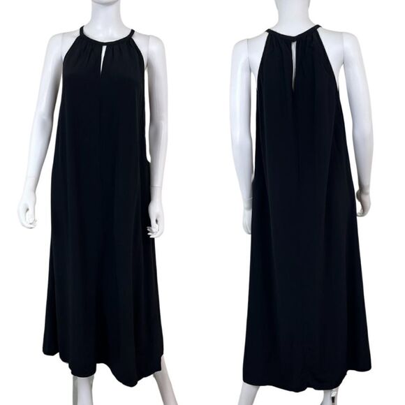 Eileen Fisher Women Size S Black Tencel Viscose Crepe Midi NEW Halter Dress - Picture 1 of 16